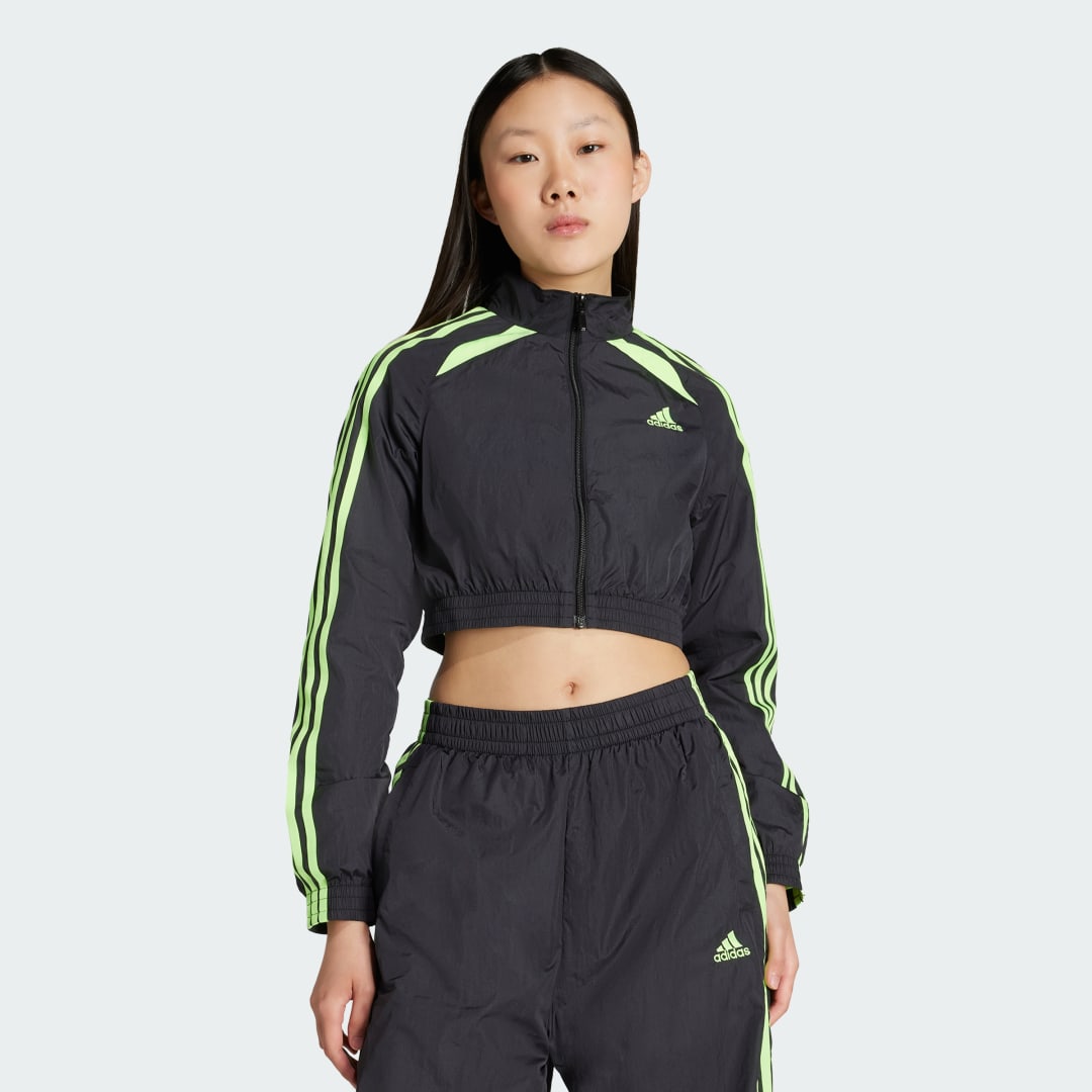Vindjakke adidas Performance Teamgeist Adicolor Cropped Track Jacket Sort | JZ8273, 0