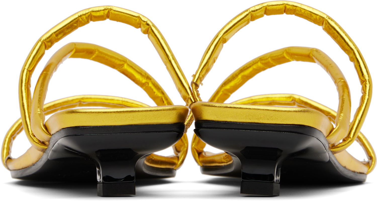 Skopleje BY FAR BY FAR Morena Eel Embossed Metallic Leather Heeled Sandals Gul | MWFHO015CL035ME033PL, 1