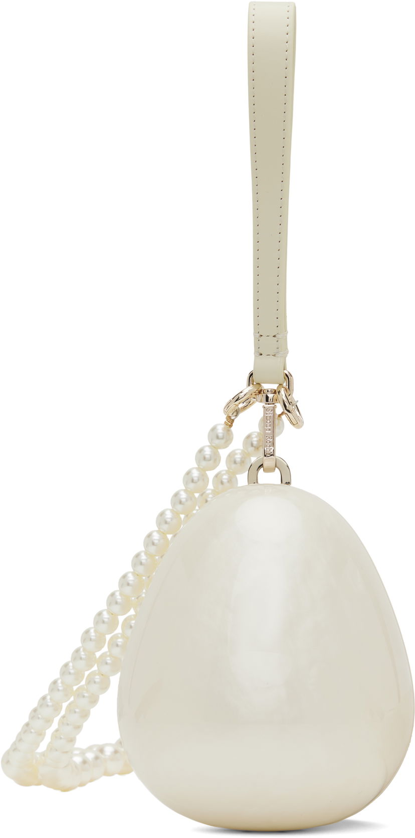 Håndtaske Simone Rocha Simone Rocha Micro Pearl Egg Shaped Bag Hvid | BAG110B 0773