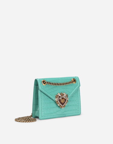 Håndtaske Dolce & Gabbana Dolce & Gabbana Devotion Crocodile Skin Medium Bag Turkis | BB6641A2R0887117, 2