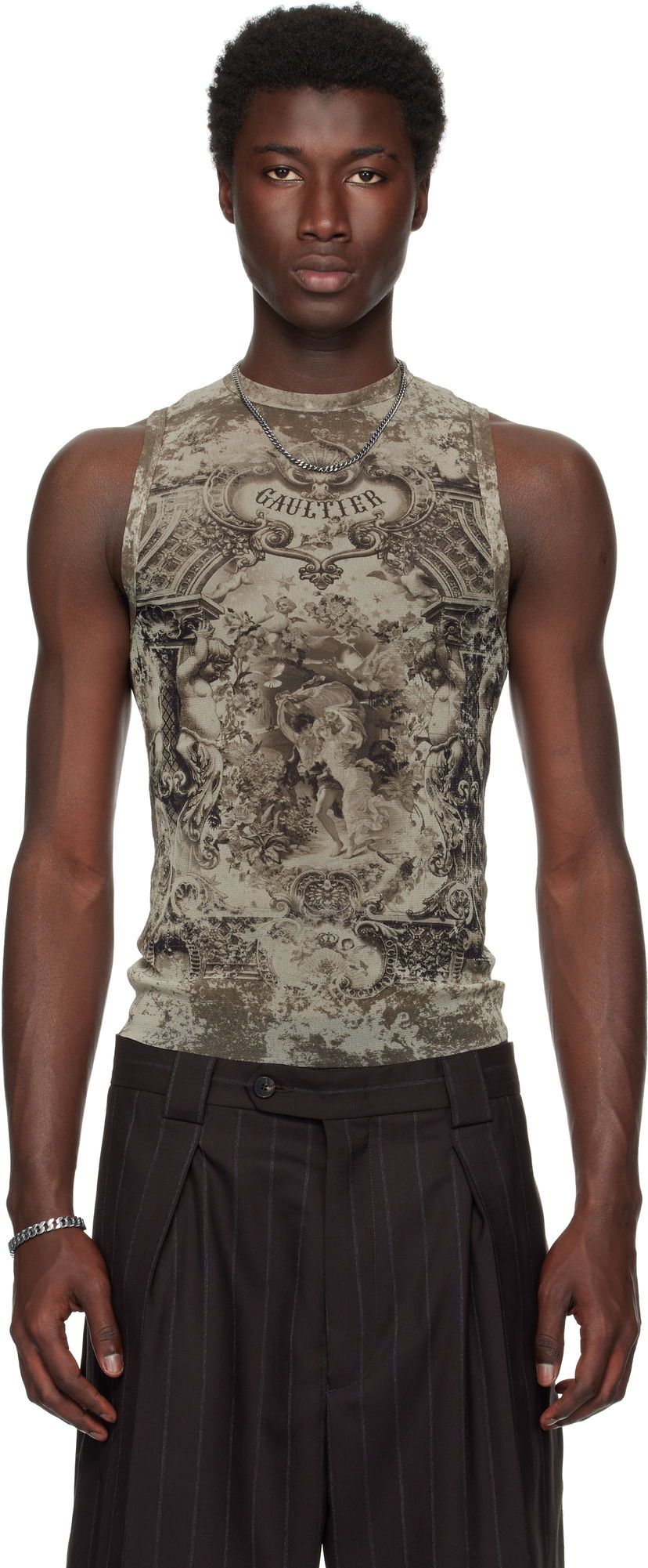 Tanktop Jean Paul Gaultier Jean Paul Gaultier Oversized Medallion Tank Top Grøn | 25/03-W-TO304-M006P-6965
