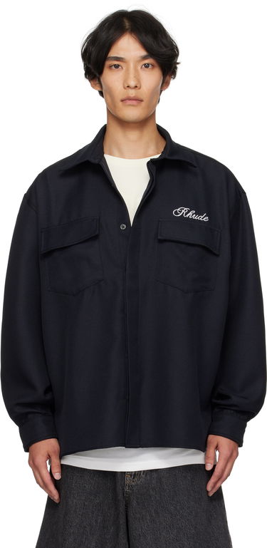 Skjorte Rhude Boxy Long Sleeve Work Shirt Mørkeblå | RHPF25SR02731, 0