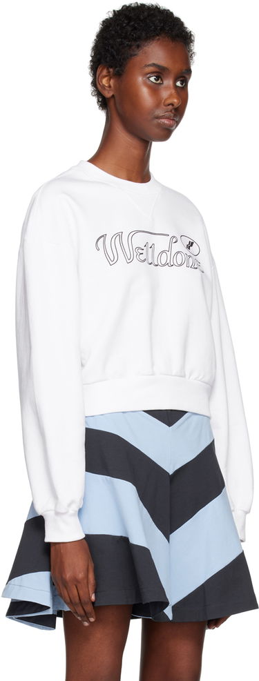 Sweatshirt We11done Cropped Graphic Sweatshirt Hvid | WD-TS3-22-860-W-WH, 1