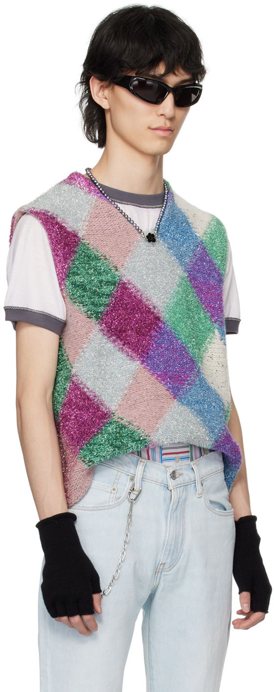 Sweater ERL ERL Argyle Knit Vest Lilla | ERL08N002, 1