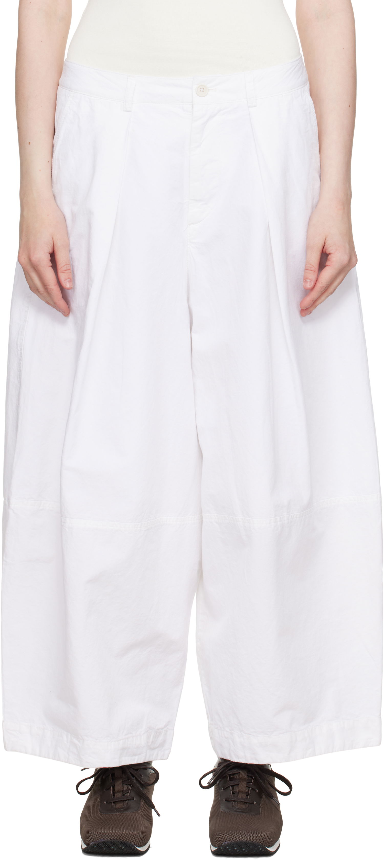 Bukser YMC YMC Deadbeat Wide-Leg Trousers Hvid | Q4YAA, 0