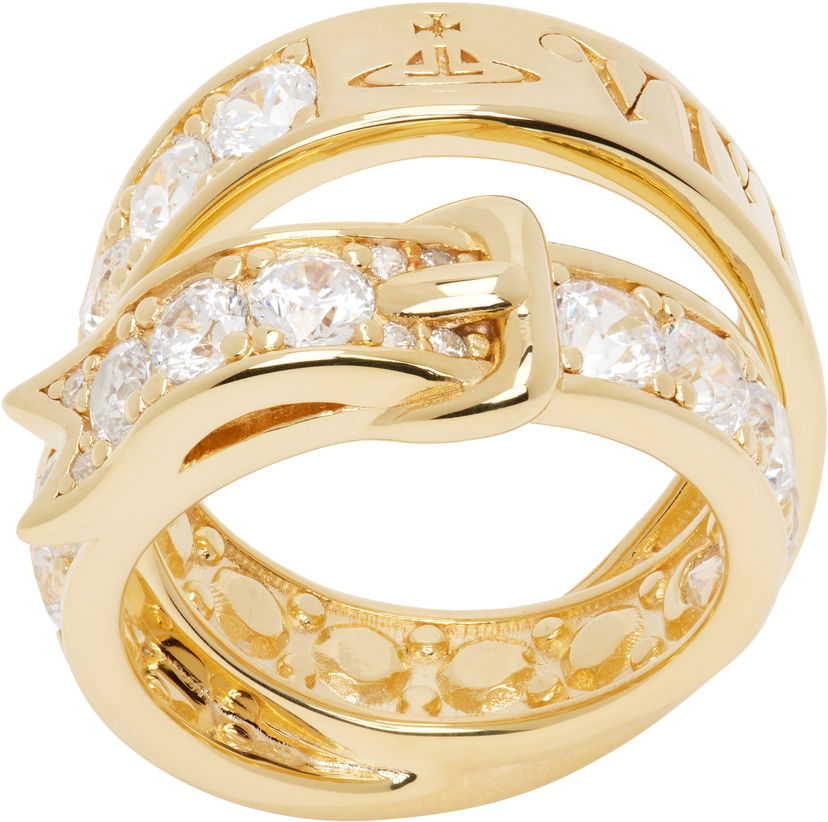 Ring Vivienne Westwood Vivienne Westwood Gold-Tone Crystal Belt Ring Gul | 6404016J-01R102-SM