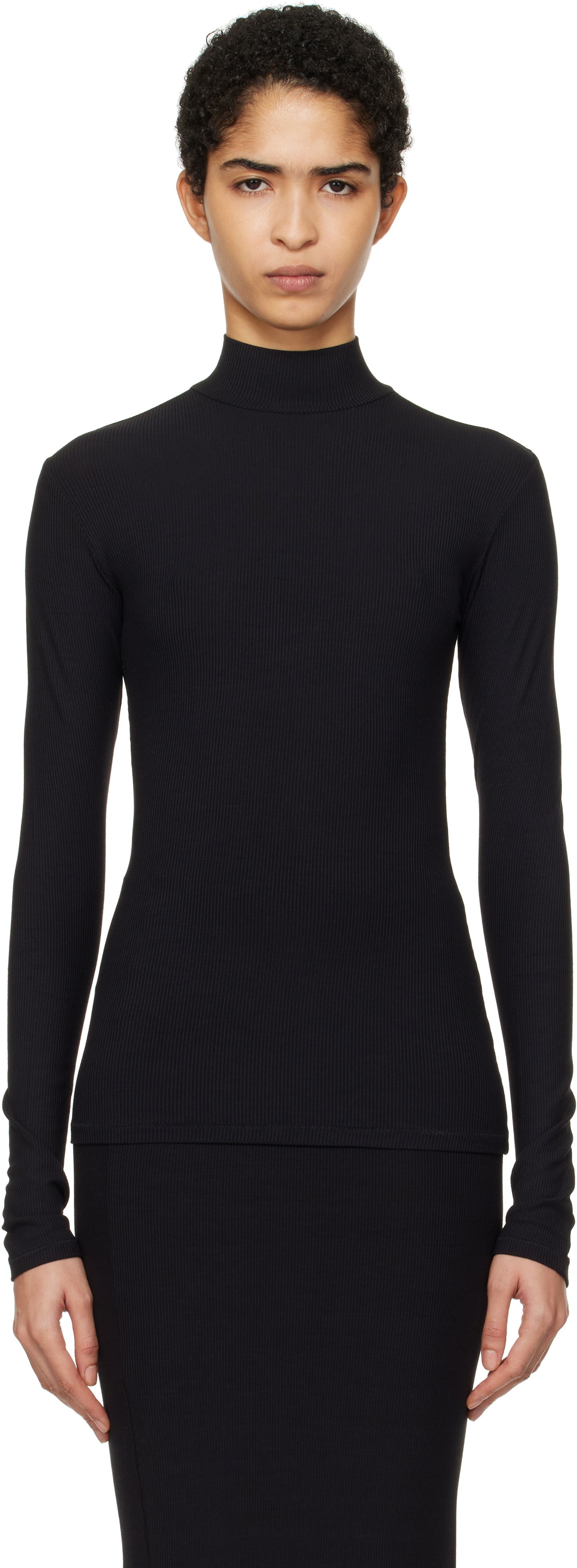 Sweater SKIMS SKIMS Soft Lounge Mock Neck Long Sleeve Top Sort | LS-LST-6329W, 0