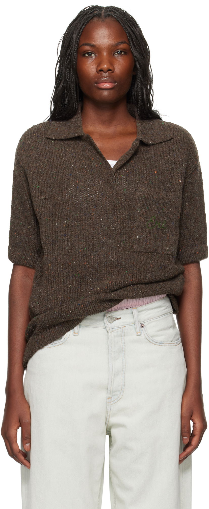 Polo skjorte ERL Wool Polo Shirt Brun | ERL09N002