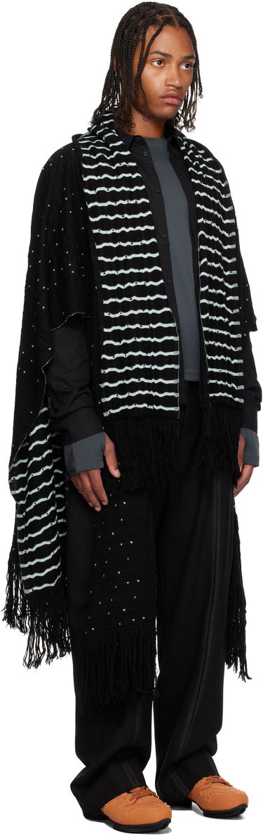 Tørklæde KIKO KOSTADINOV Kiko Kostadinov Striped Fringed Scarf Sort | KKAW25KN07-107, 1