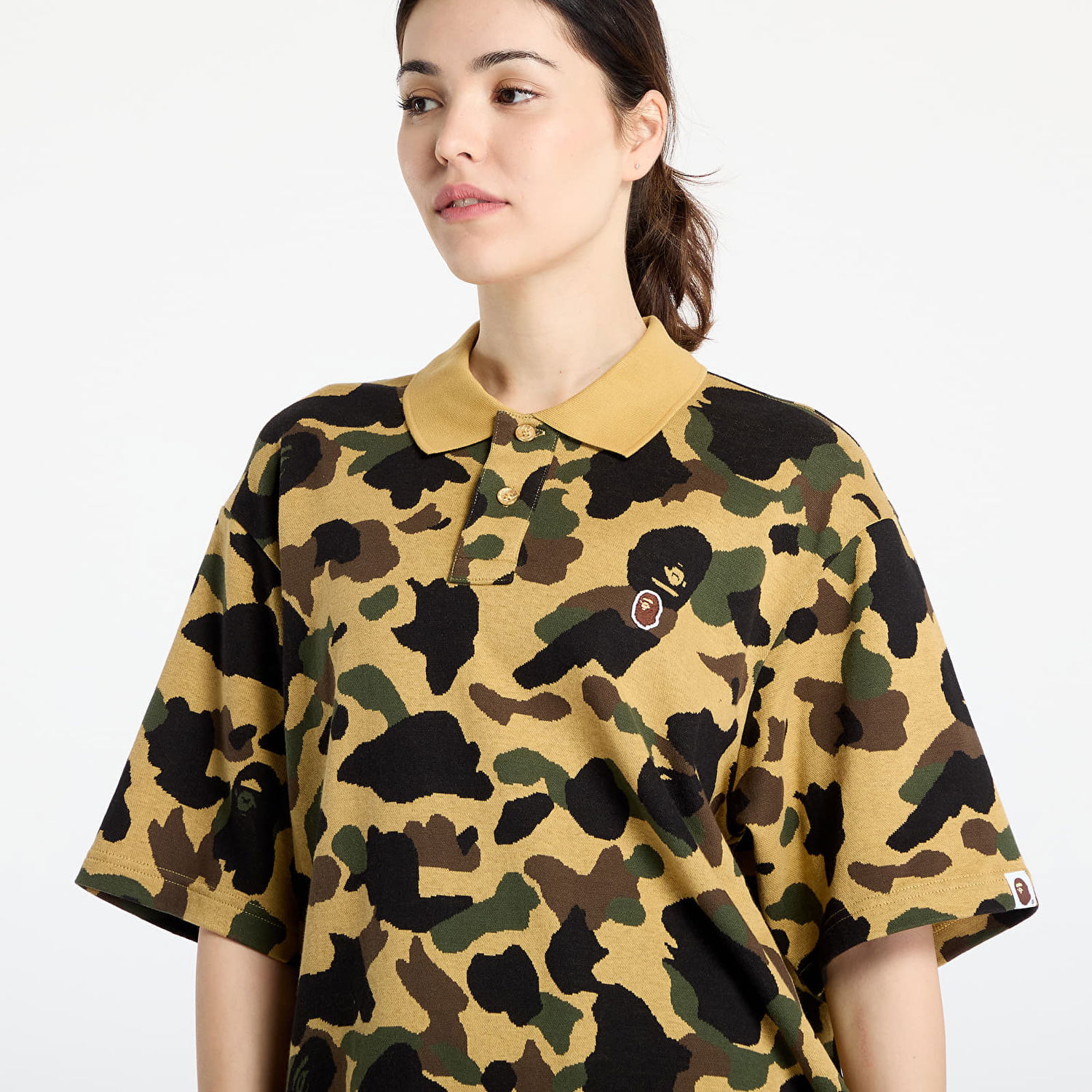 Polo skjorte BAPE A BATHING APE 1St Camo Jacquard Relaxed Fit Polo Shirt Gul | 001POL301303MYEL, 1