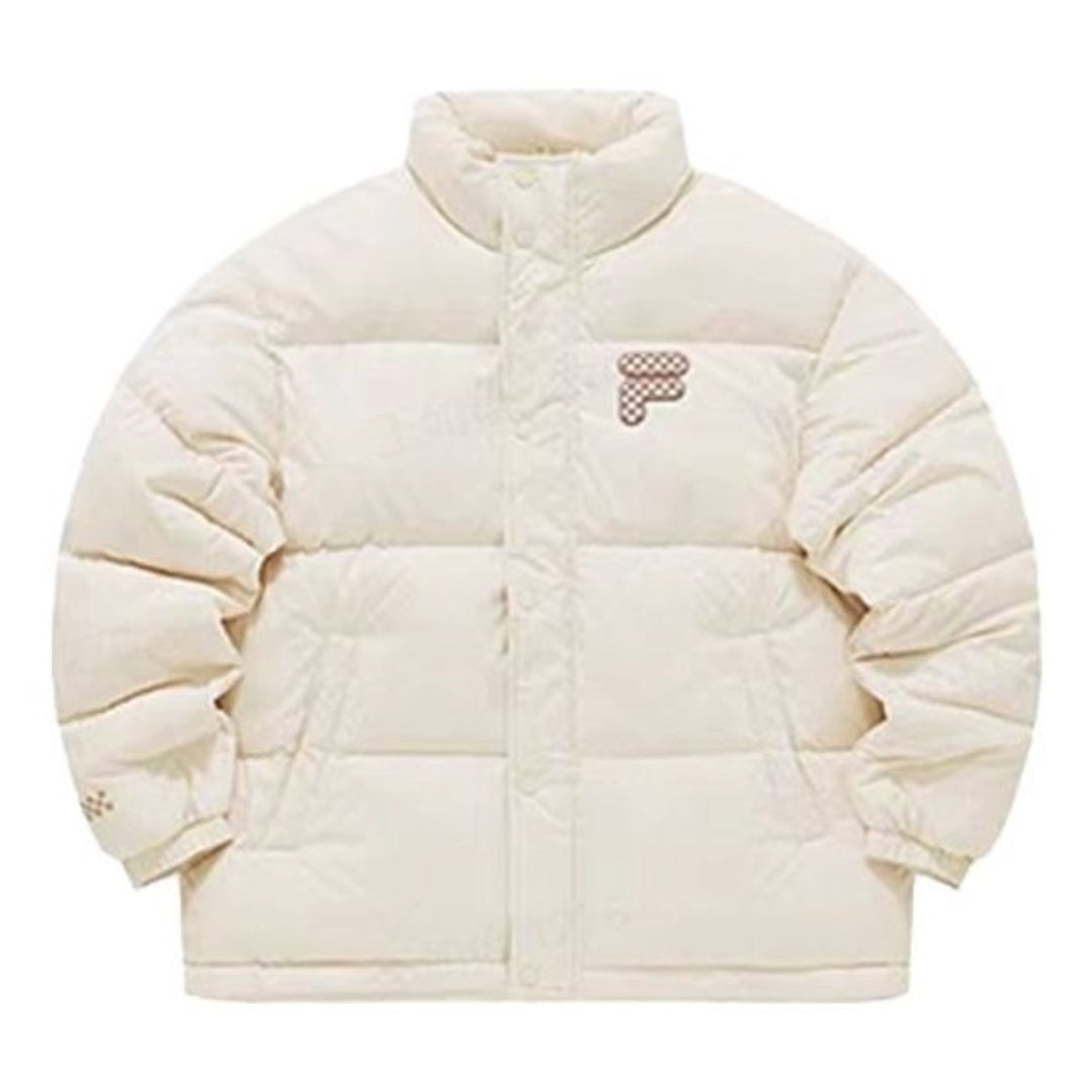 Puffer jakke FILA Fusion Logo Printed Down Jacket Hvid | T11U343904F-BG, 0