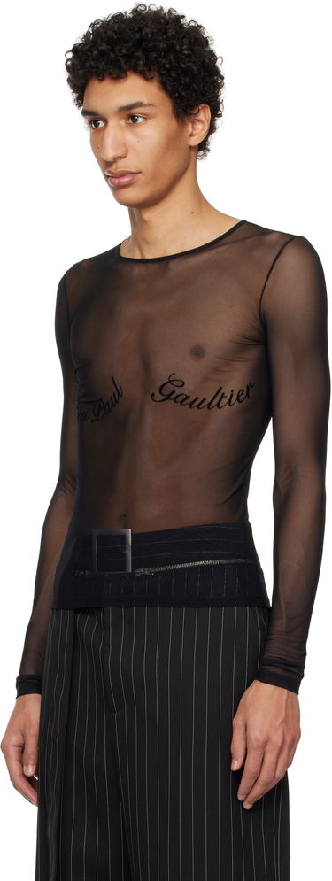 Krop Jean Paul Gaultier Jean Paul Gaultier Signature Mesh Long Sleeve T-Shirt Sort | 25/33-F-TO263I-T005-00, 3