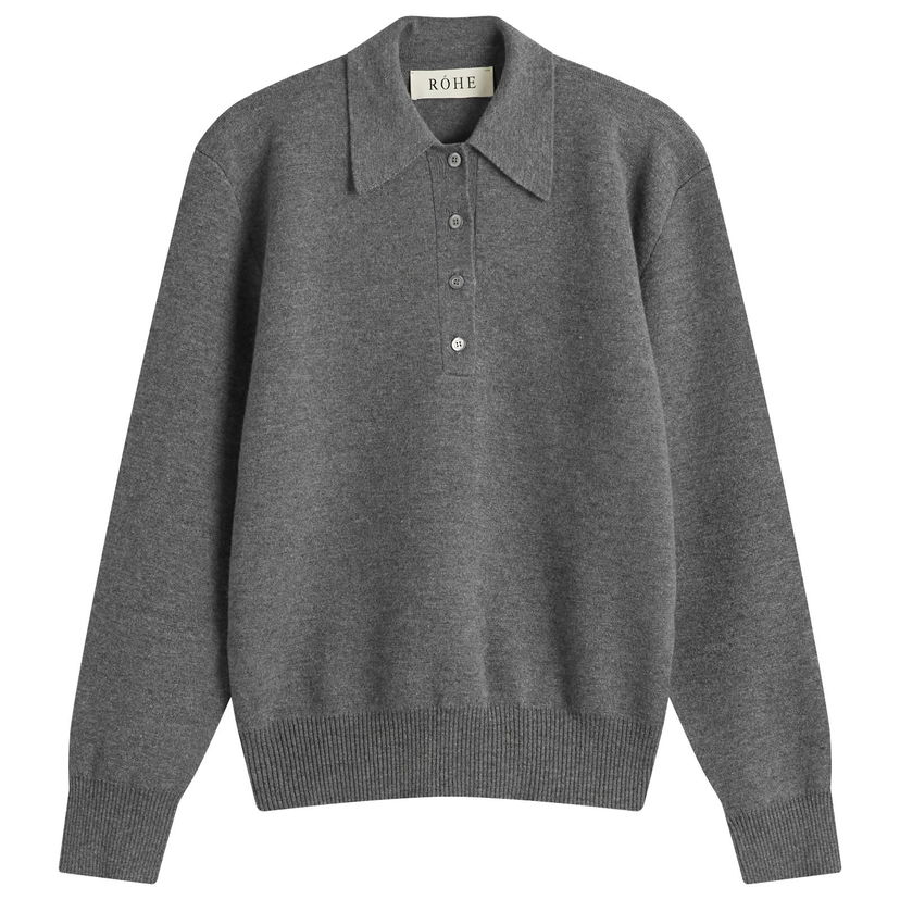 Sweater Róhe Rohe Sculptural Polo Sweater Grå | 416-23-316