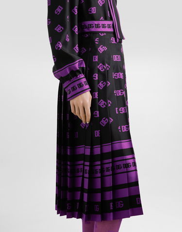 Nederdel Dolce & Gabbana Dolce & Gabbana DG Logo Print Long Pleated Skirt Sort | F4C2GTHI1Z7HN9BP, 1
