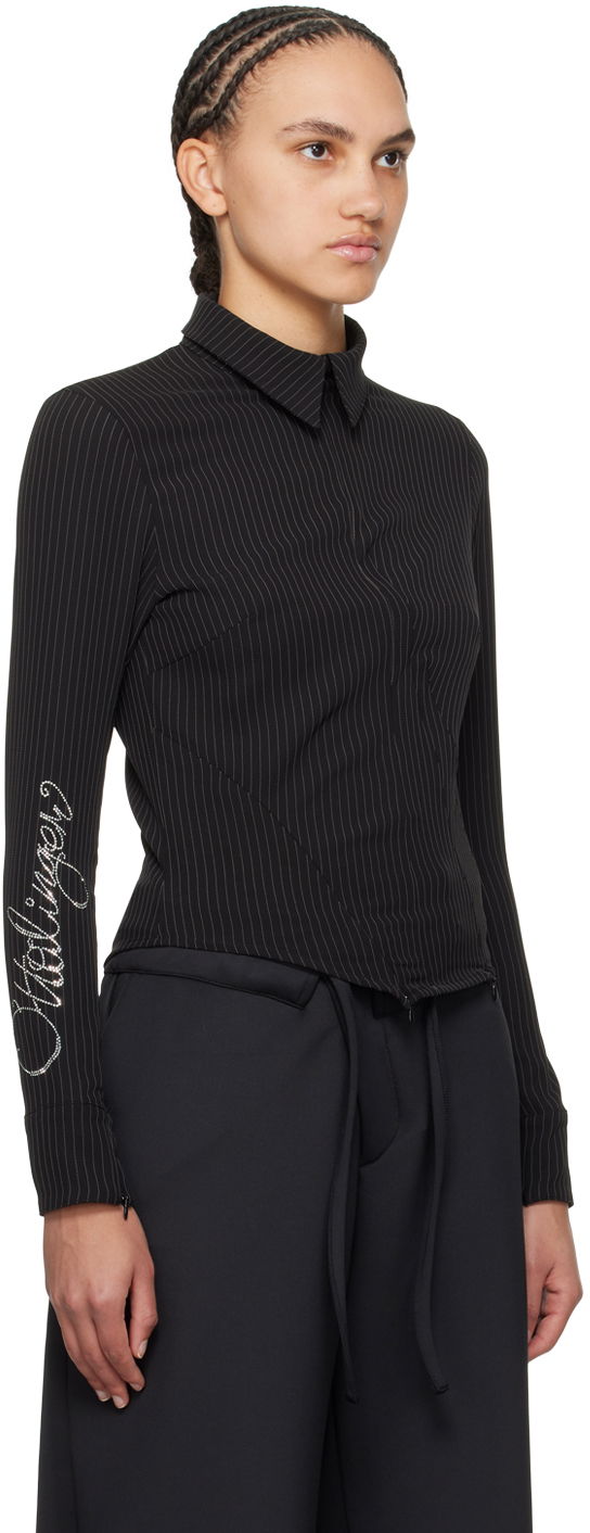Skjorte Ottolinger Ottolinger Pinstriped Zip Shirt Sort | 1103003, 1