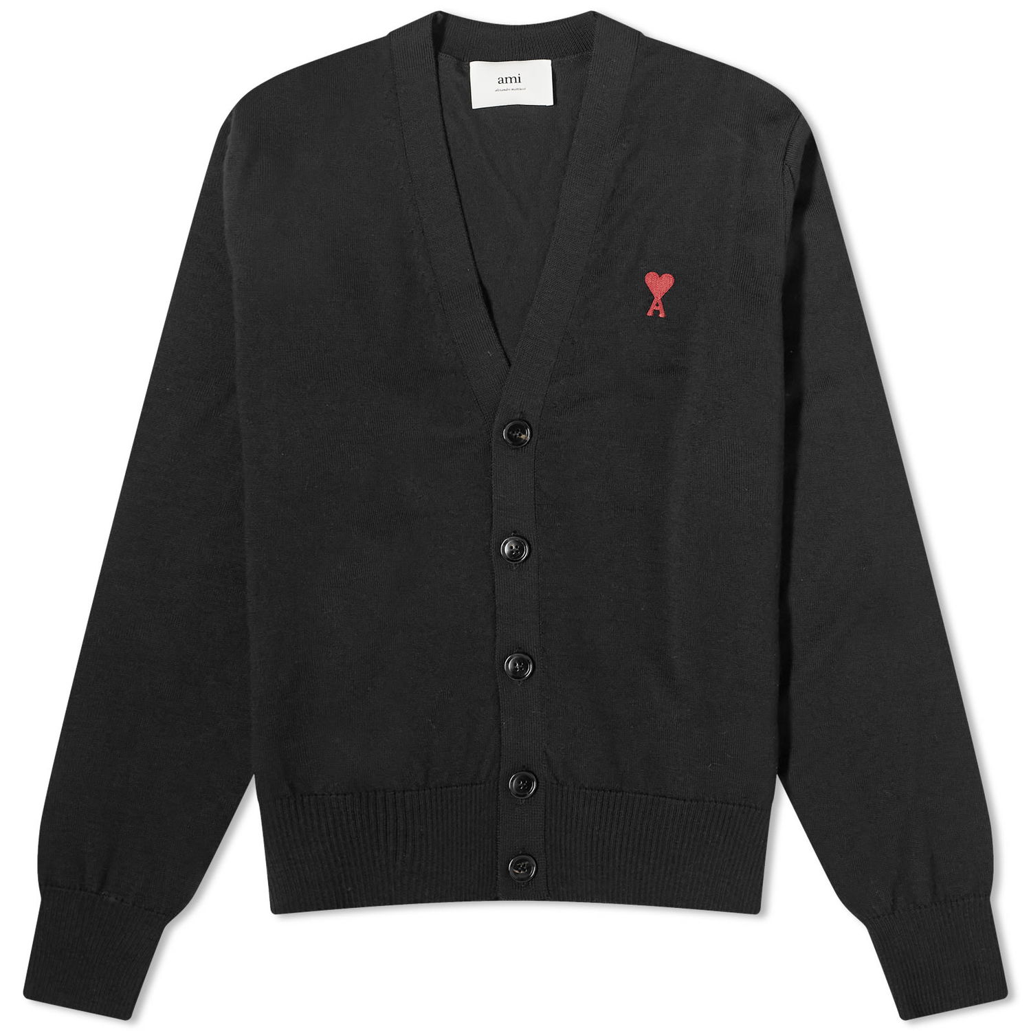 Sweater AMI Small A Heart Cardigan Sort | BFHKC111-KN0025-001, 0