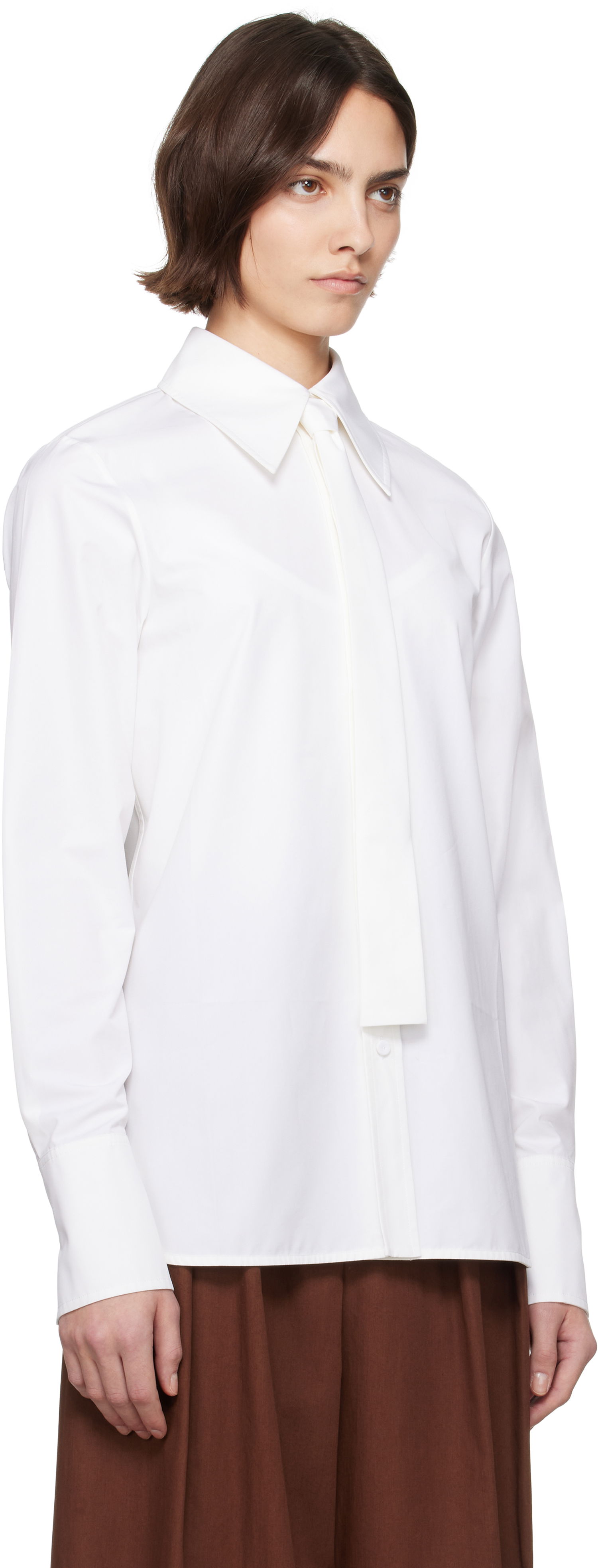 Skjorte Jil Sander Jil Sander Cotton Poplin Tie Shirt Hvid | J03DL0196_J45002, 1