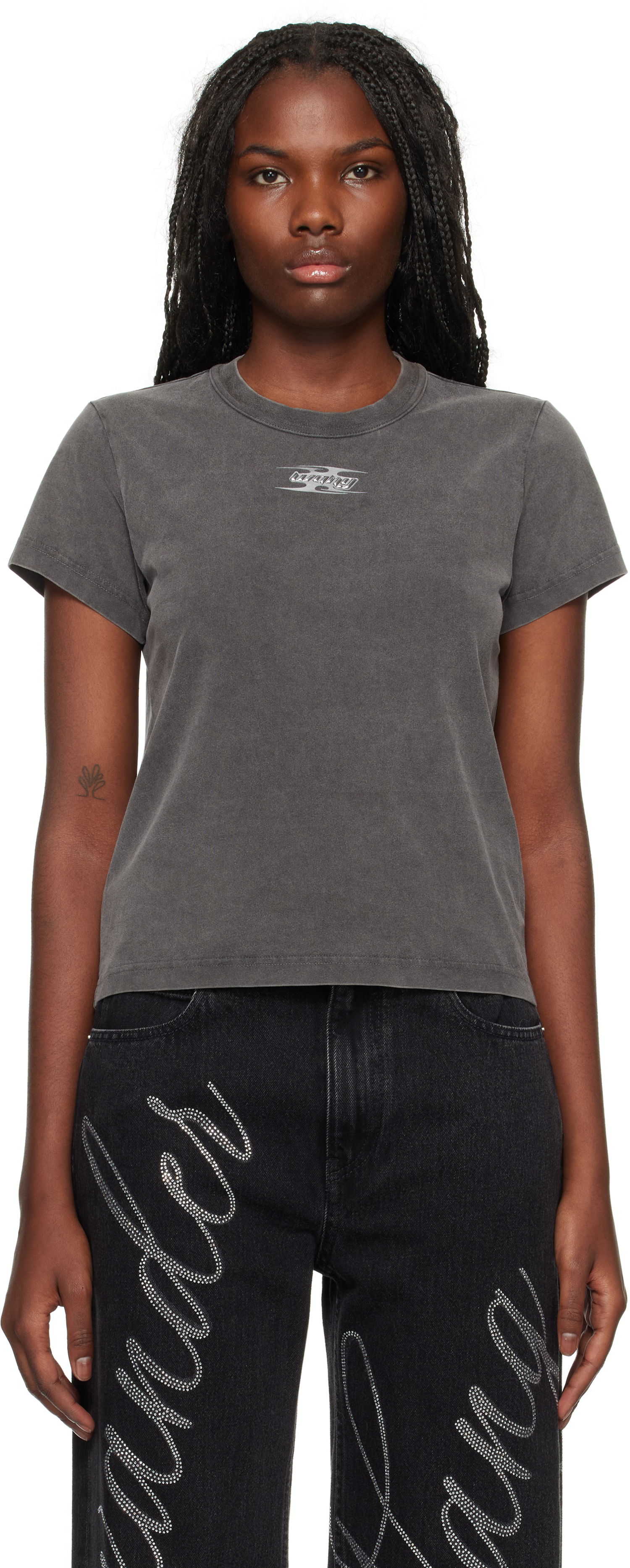 T-shirt Alexander Wang Blade Logo Embossed T-Shirt Grå | 4CC4241514, 0