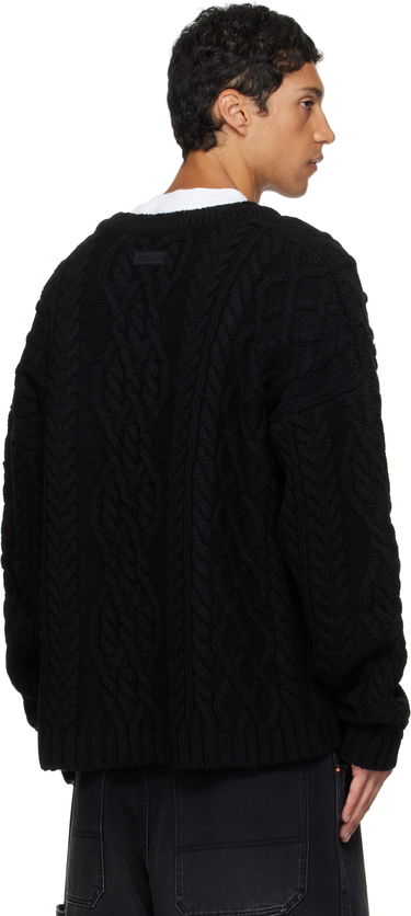 Sweater VETEMENTS VETEMENTS Cable Knit V-Neck Sweater Sort | UH76KN600B, 2