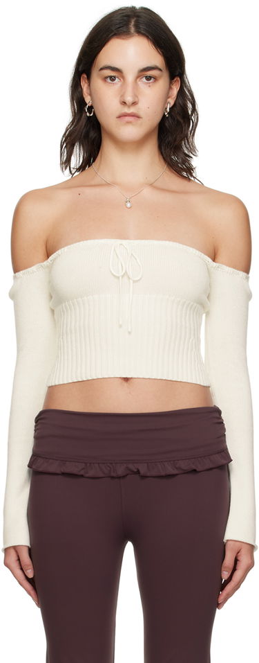 Sweater GUIZIO Guizio Bayberi Off-Shoulder Sweater Hvid | F23615S020, 0
