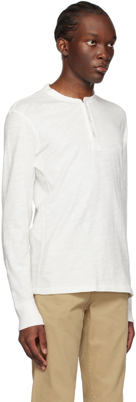 T-shirt rag & bone Rag & Bone Long Sleeve Henley Shirt Hvid | M000T656G, 1