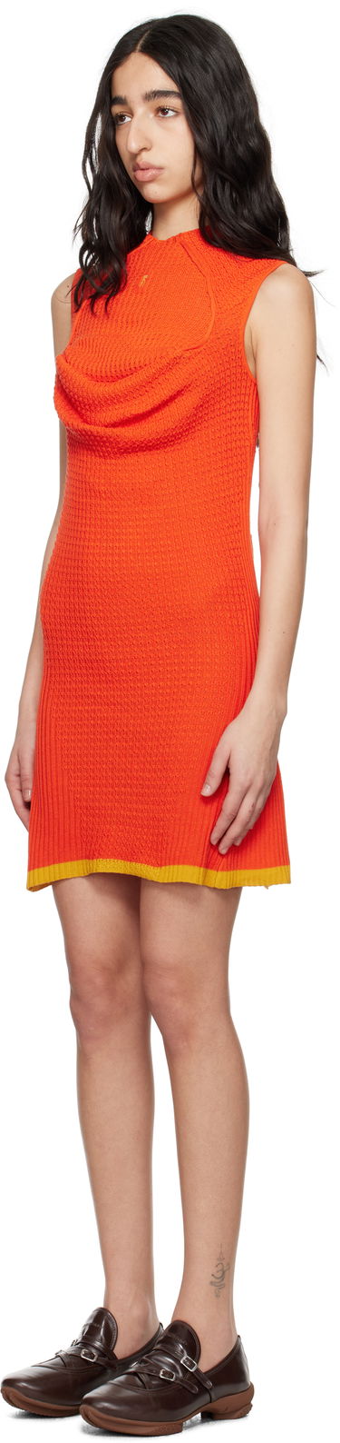 Kjole KIKO KOSTADINOV Kiko Kostadinov Vecto Knit Tunic Minidress Orange | KKWSS25KN03-94, 3