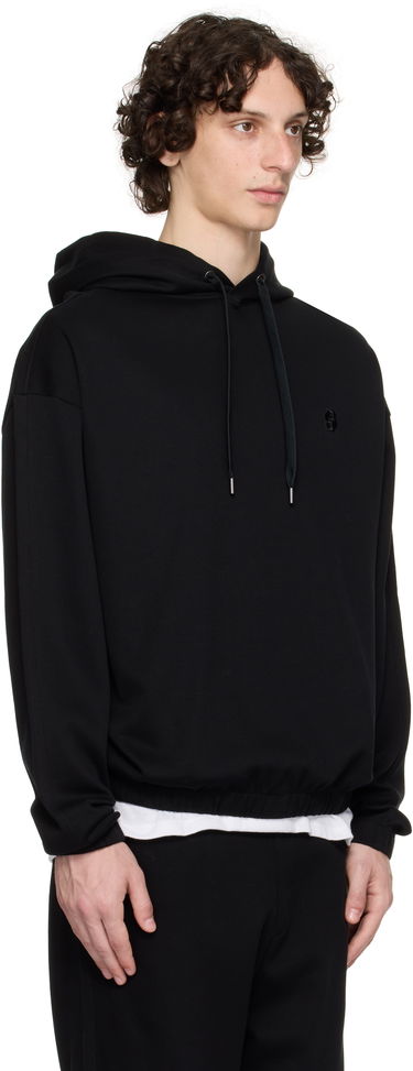 Sweatshirt BOSS BOSS Relaxed-Fit Mercerized Cotton Hoodie Sort | 50544099, 1