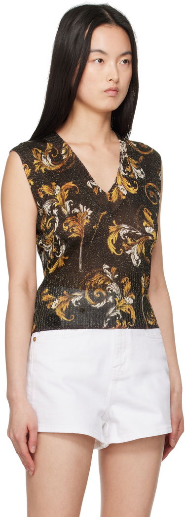 Tanktop Versace Versace Jeans Couture Barocco Lurex Vest Sort | E78HAFM06_ECMN45, 1
