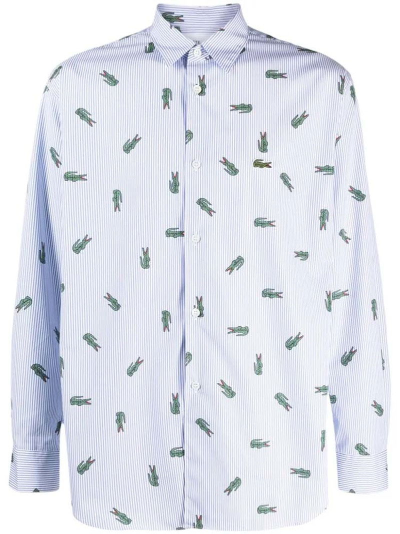 Skjorte Comme des Garçons Comme des Garcons x Lacoste Alligator-Print Button-Down Shirt Blå | FL-B004-W23, 0