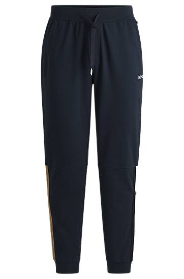Joggingbukser BOSS Stretch-Cotton Tracksuit Bottoms with Logo Mørkeblå | 50525246