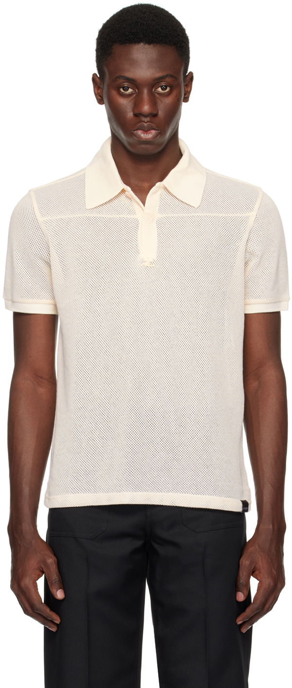 Polo skjorte Courrèges Mesh Knit Polo Beige | 124JPO025JS0069