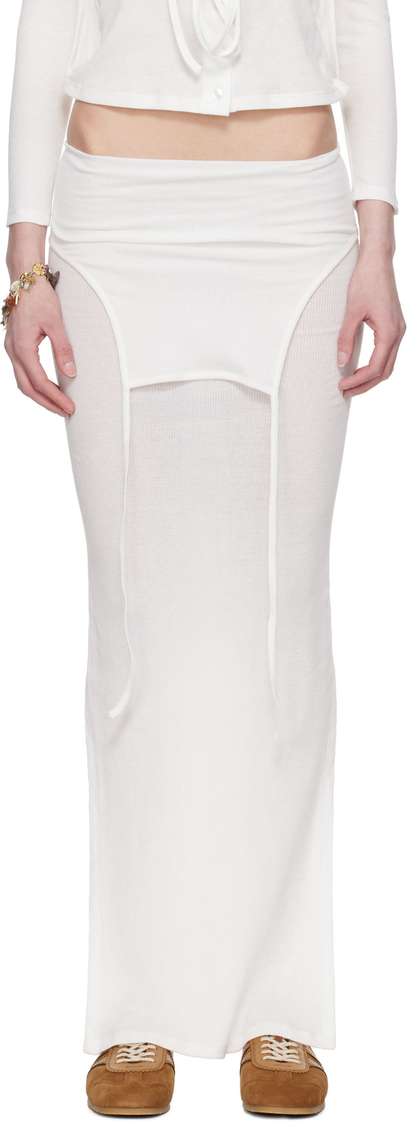 Nederdel Eckhaus Latta Eckhaus Latta Flip Midi Skirt Hvid | 1206-EL-PS25-CH -