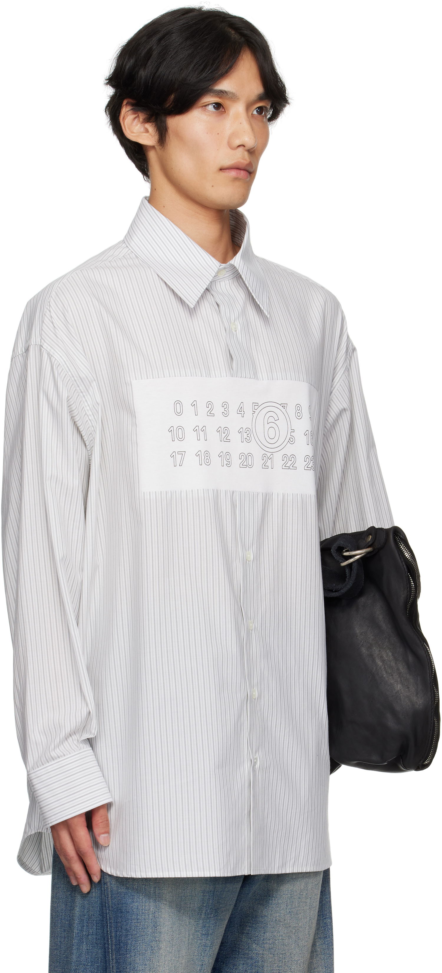Skjorte Maison Margiela MM6 Maison Margiela Striped Long Sleeve Shirt Hvid | SH0NH0014 M35474, 1