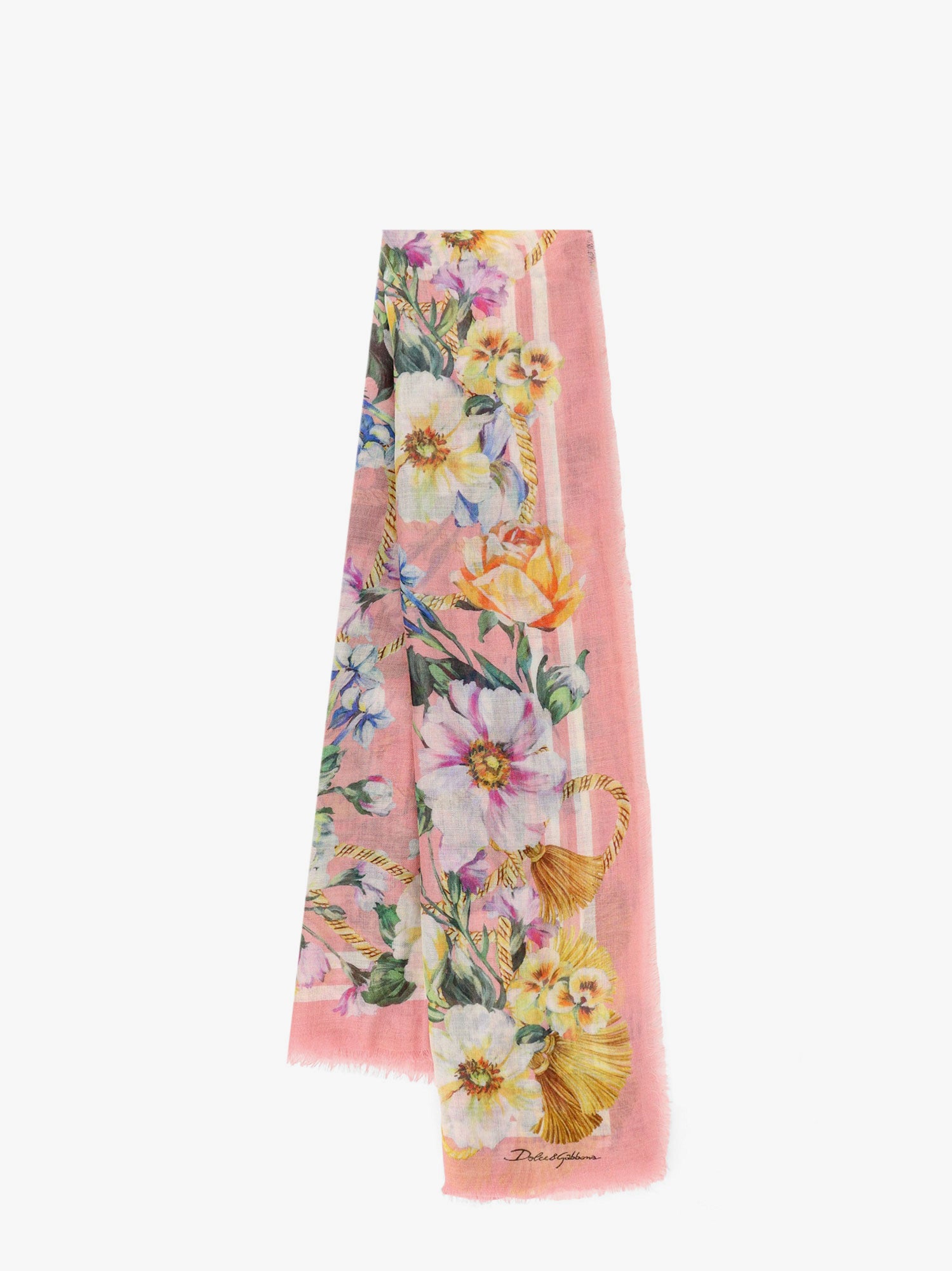 Tørklæde Dolce & Gabbana Dolce & Gabbana Floral Print Silk Scarf Lyserød | FS209AGDCUSHH5JC, 0