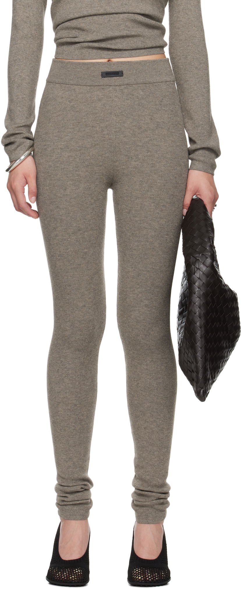 Leggings Fear of God Fear of God ESSENTIALS Soft Rib Leggings Grå | 192SP257493FW