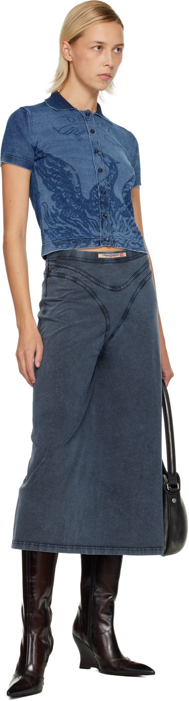 Polo skjorte Diesel Graphic Rib Knit Cropped Polo Blå | A18863 0BJBS, 3