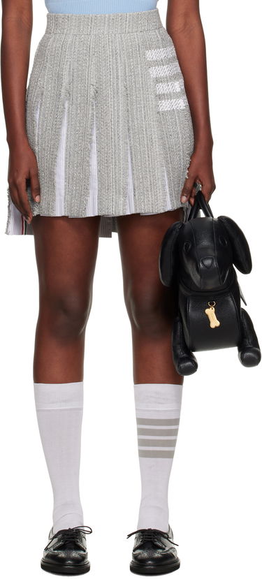 Nederdel Thom Browne Thom Browne Classic Pleated 4-Bar Miniskirt Grå | FGC724T-F0512, 0