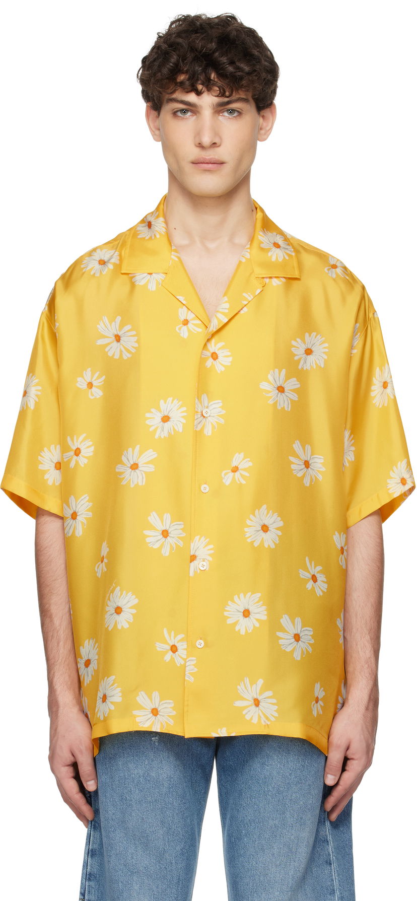 Skjorte Moschino Moschino Allover Daisy Print Shirt Gul | 251ZZA022602611024