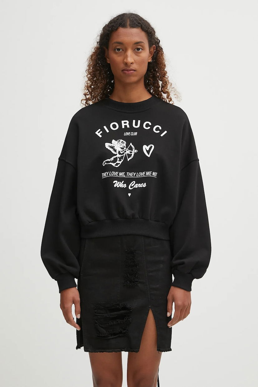 Sweatshirt Fiorucci Fiorucci Cupid Love Club Print Cropped Sweatshirt Sort | W02FPSCR269CJ05BK01