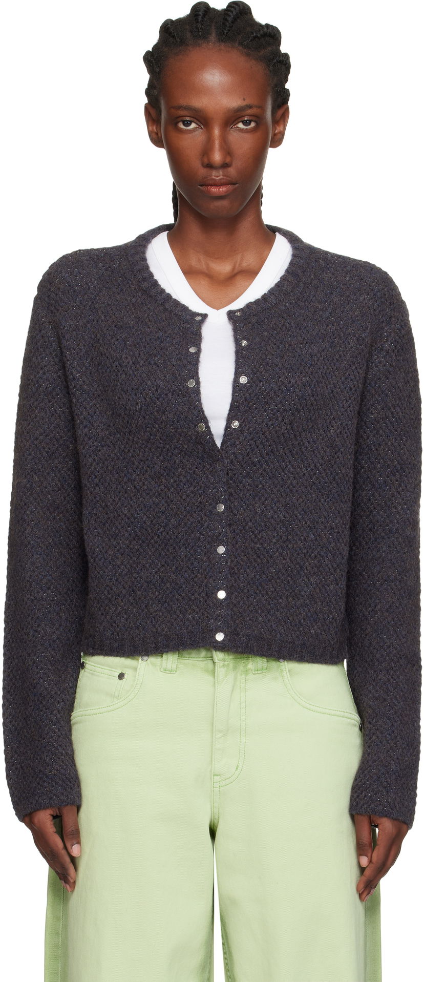Sweater Eckhaus Latta Eckhaus Latta Yak Snap Cardigan Mørkeblå | 8257-EL-PF25-M -