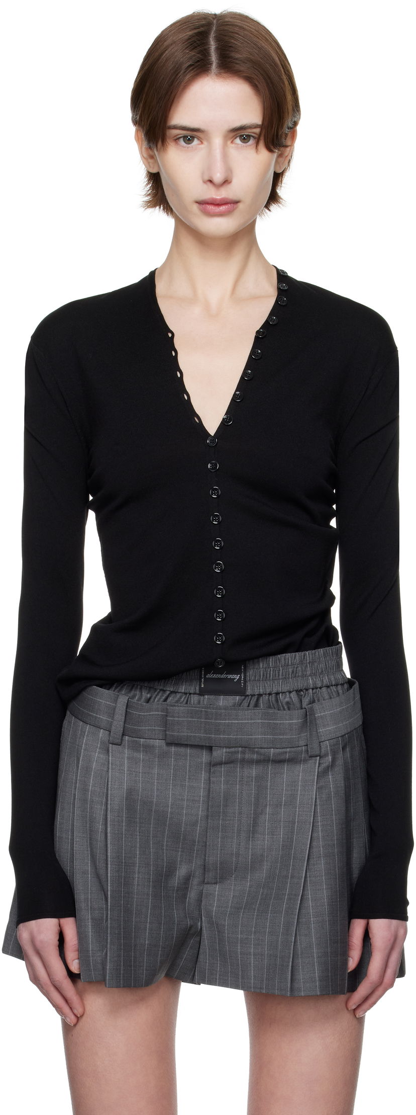 Sweater Alexander Wang Alexander Wang Long-Sleeve Button Cardigan Sort | 1KC1253017