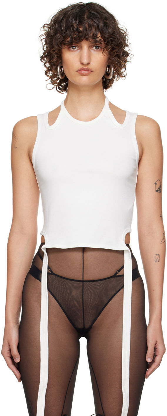 Tanktop Dion Lee Double Tie Crop Tank Top Hvid | A3398P21