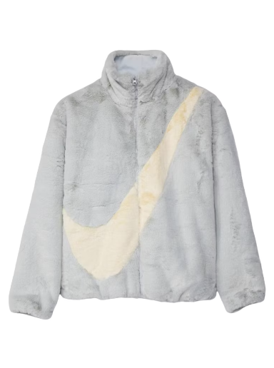 Jakke Nike Faux Fur Oversized Swoosh Logo Jacket Hvid | DO3791-025