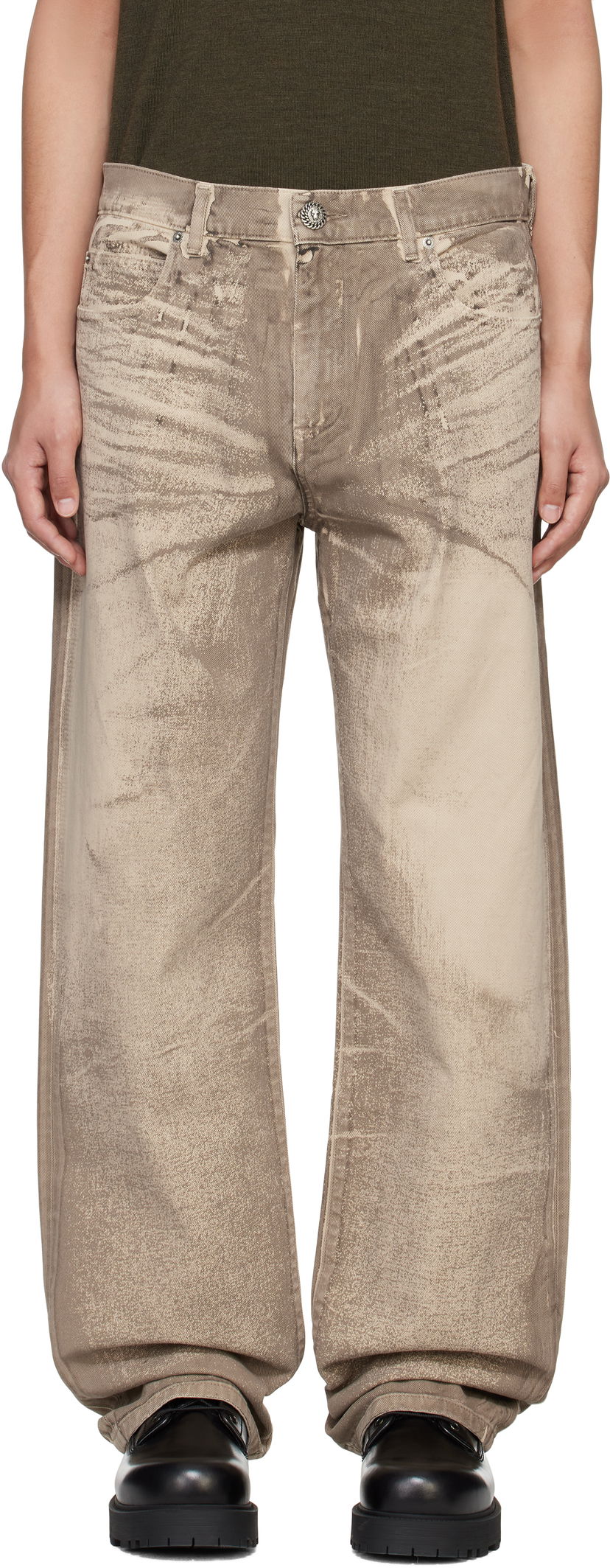 Jeans Balmain Balmain Loose-Fit Jeans Beige | EH1ML155DF57
