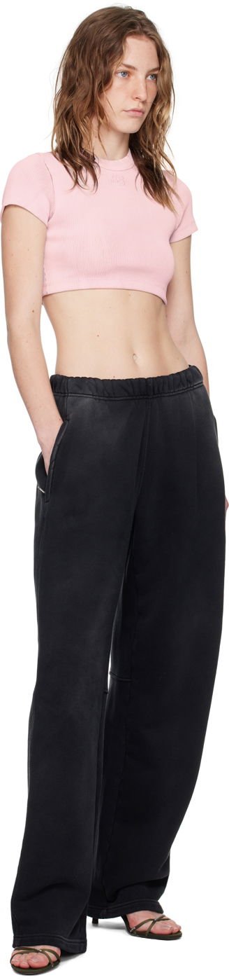 Crop top Alexander Wang Embossed Logo Cropped T-Shirt Lyserød | 4CC2241468, 3