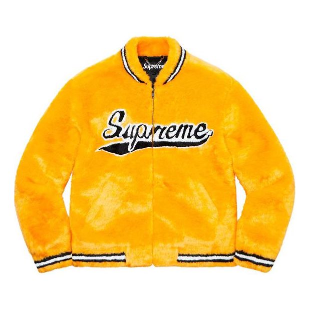 Bomberjakke Supreme Faux Fur Varsity Jacket by Supreme Orange | SUP-SS20-025