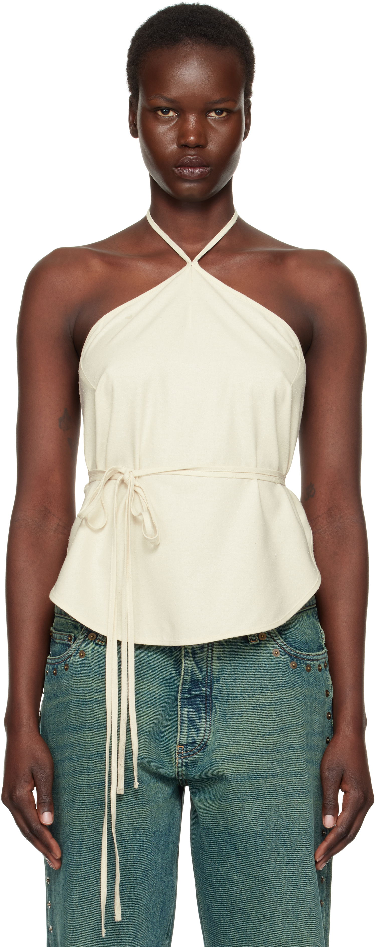 Tanktop Baserange Baserange Mar Halter Neck Wrap Camisole Beige | TOMA-WS-000, 0