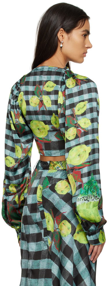 Crop top Ottolinger Ottolinger Lemon Gingham Tie-Front Crop Top Grøn | 1101204, 2