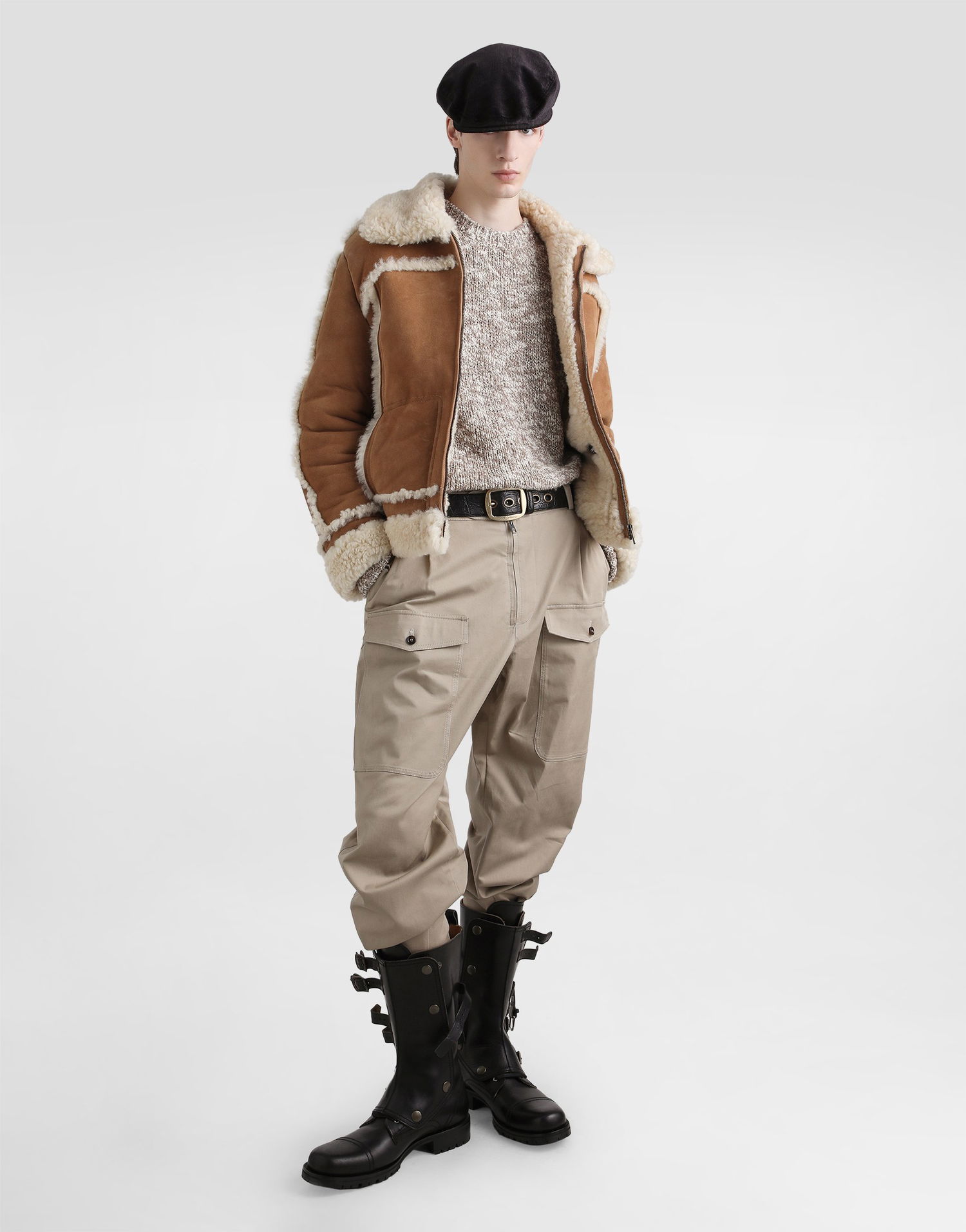 Sweater Dolce & Gabbana Dolce & Gabbana Fine-Gauge Wool Crew Neck Pullover Beige | GXXA9TJAM8GS8232, 1