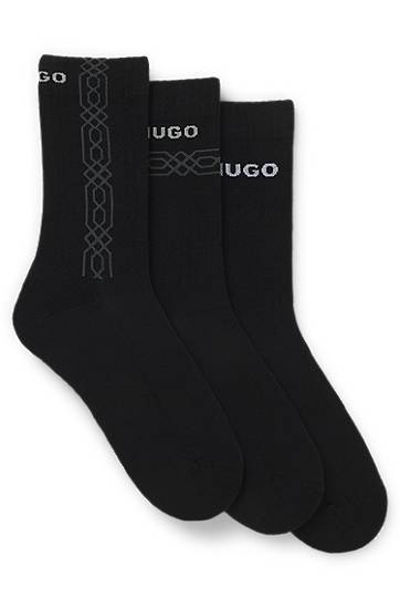 Sokker BOSS Three-pack of short socks with lettering and geometric pattern Sort | 50546345, 0